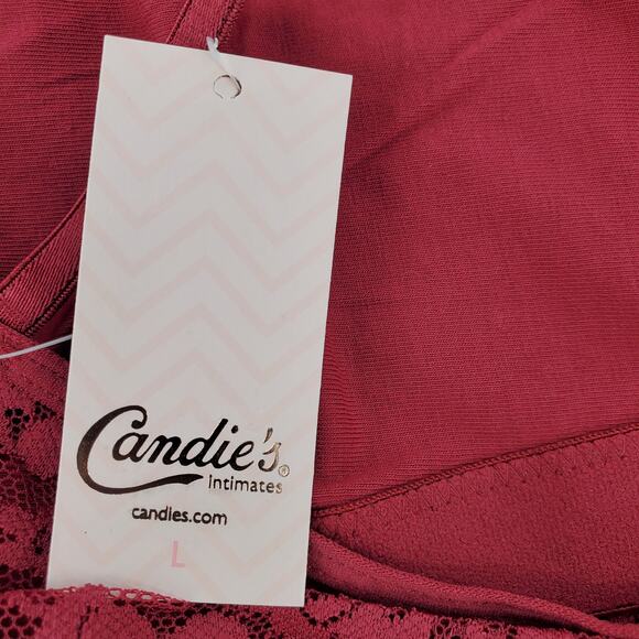 Candies Intimates Tibetan Red Lace Bodysuit Snap Closure Juniors Size Large New - Picture 5 of 8